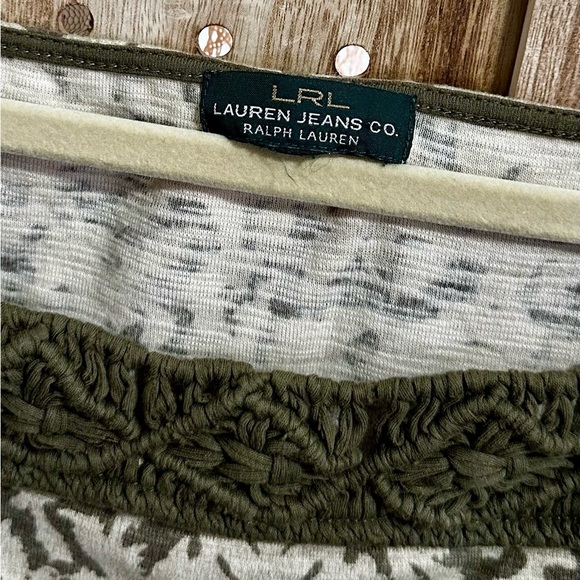 NWOT Ralph Lauren Tan Olive Sleeveless Tank Top Crochet Army Green - Picture 3 of 6
